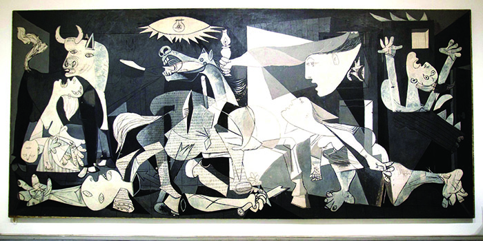 პიკასოს ნახატი, რომელზეც ასახულია ქალაქ გერნიკას დაბომბვა